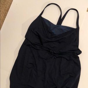 Navy blue tank with built in bra